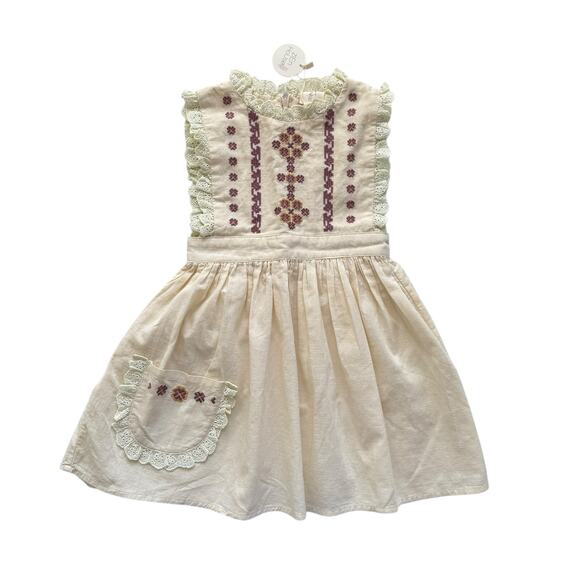 NWT Zien House Embroidered Lace Trim Dress Size 3/5y - Picture 1 of 5
